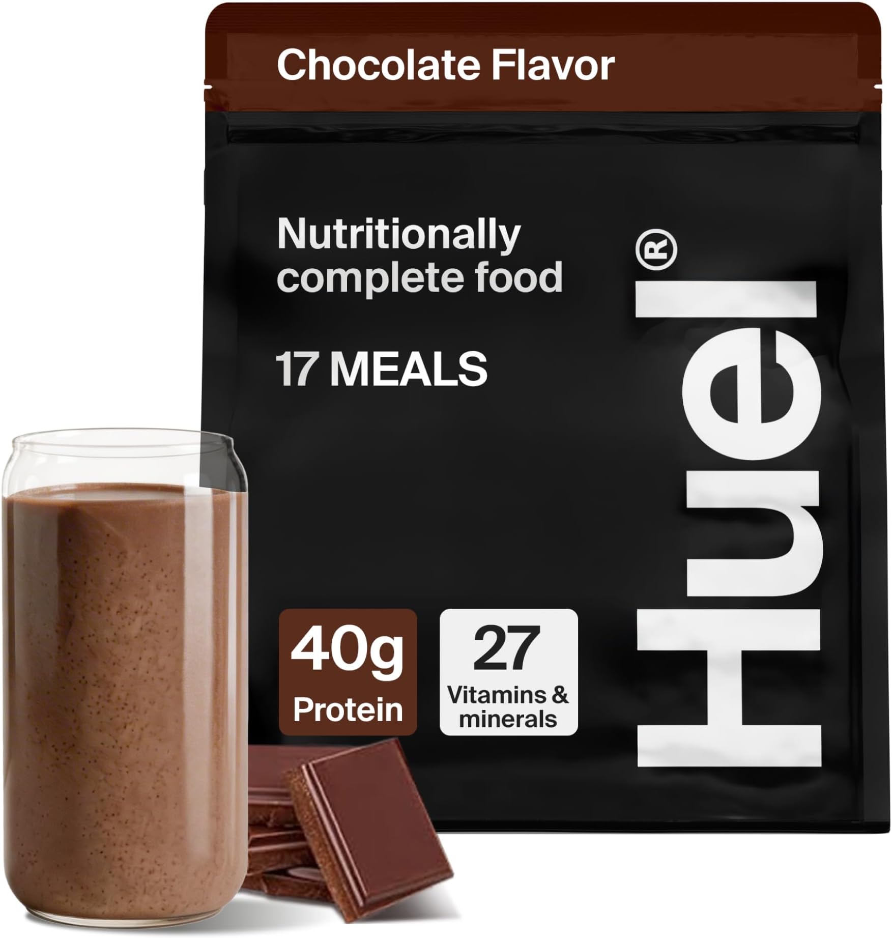 Black Edition - Nutritionally Complete 100% Vegan Gluten-Free - Less Carbs More Protein - Powdered Meal (Chocolate, 1 Bag)