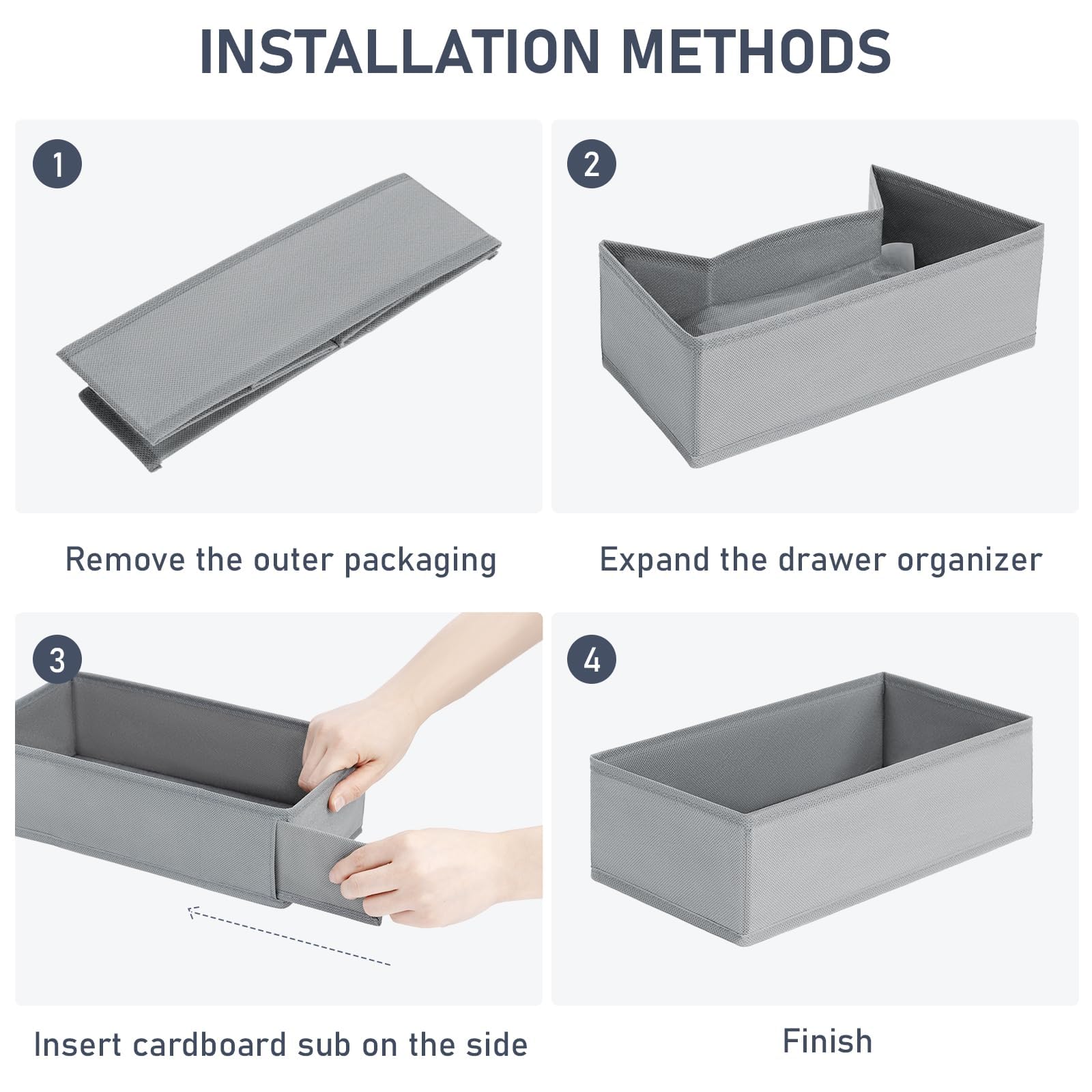 Homsorout Organizador de cajones para armario, organizador de ropa interior plegable, juego de 8 unidades, caja de almacenamiento, cajones de tela, sistema de organización para pantalones, ropa,