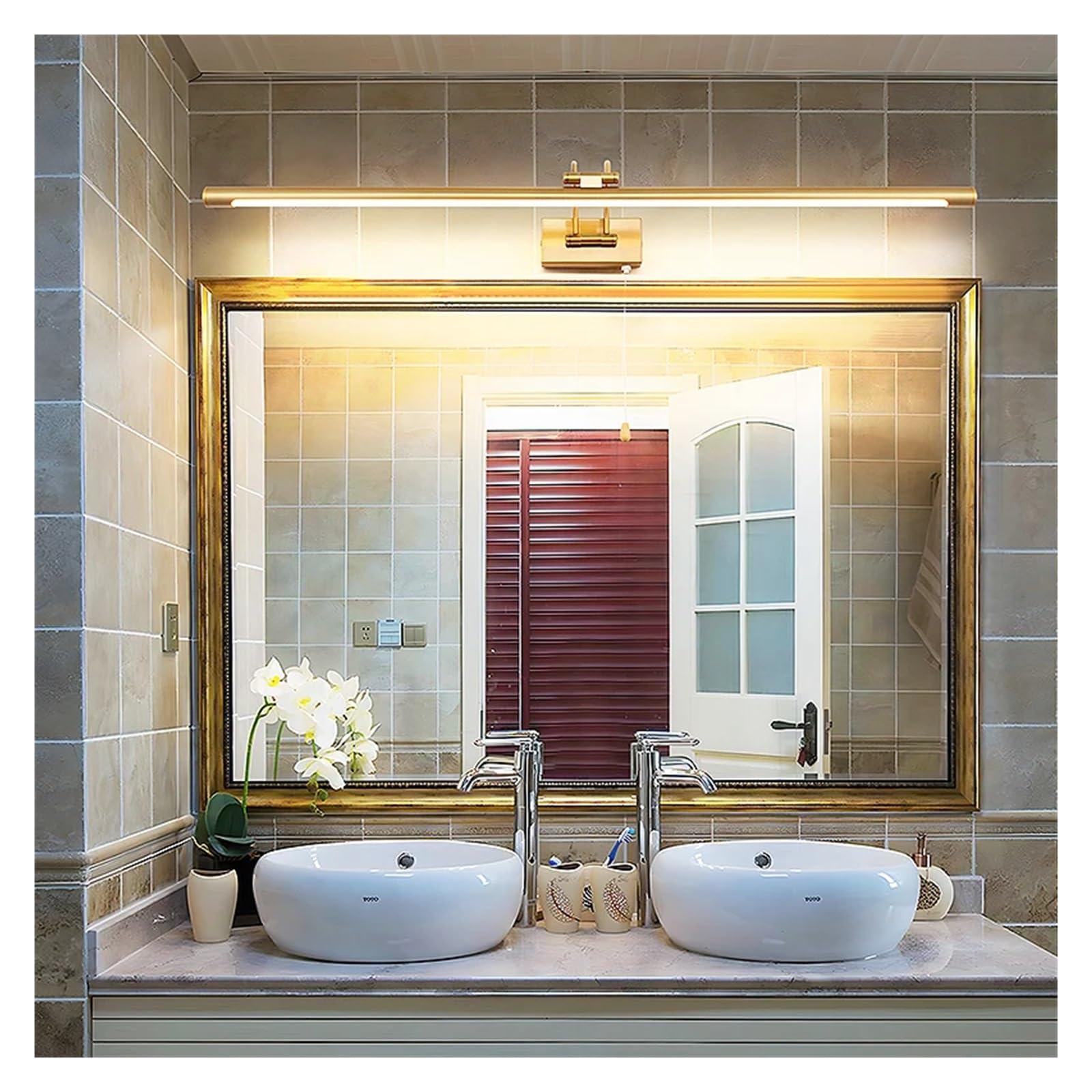 LED-Badezimmer-Waschtischleuchte, 16 W, 90 cm, Schrankbild-Wandleuchten, Innenbeleuchtung, Wandleuchte mit verstellbarem Arm, 3000 K,Lang anhaltende Nutzung