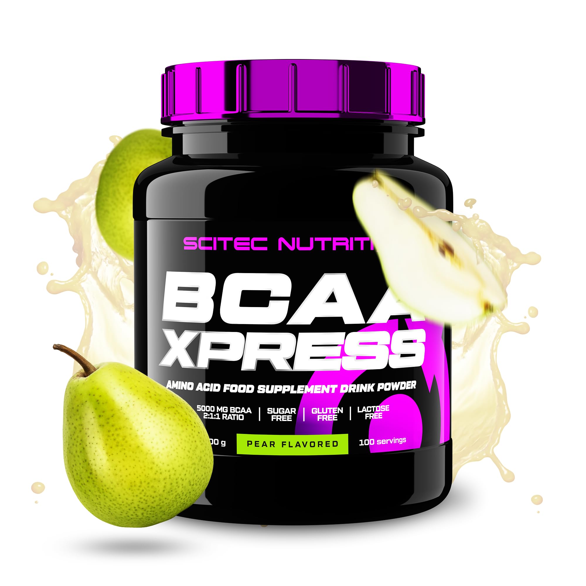 Scitec Nutrition BCAA Xpress, Zucker-, Gluten- & Laktosefrei, 5g reine BCAA, Muskelaufbau & Wachstum, 2:1:1 Aminosäurenverhältnis, aromatisiert & leicht zu mischen, 700 g, Birne