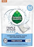 Vista 1 de Seventh Generation Paquetes de detergente para lavavajillas de triple acción limpiadora automática con poder de bio-enzima, libre y transparente