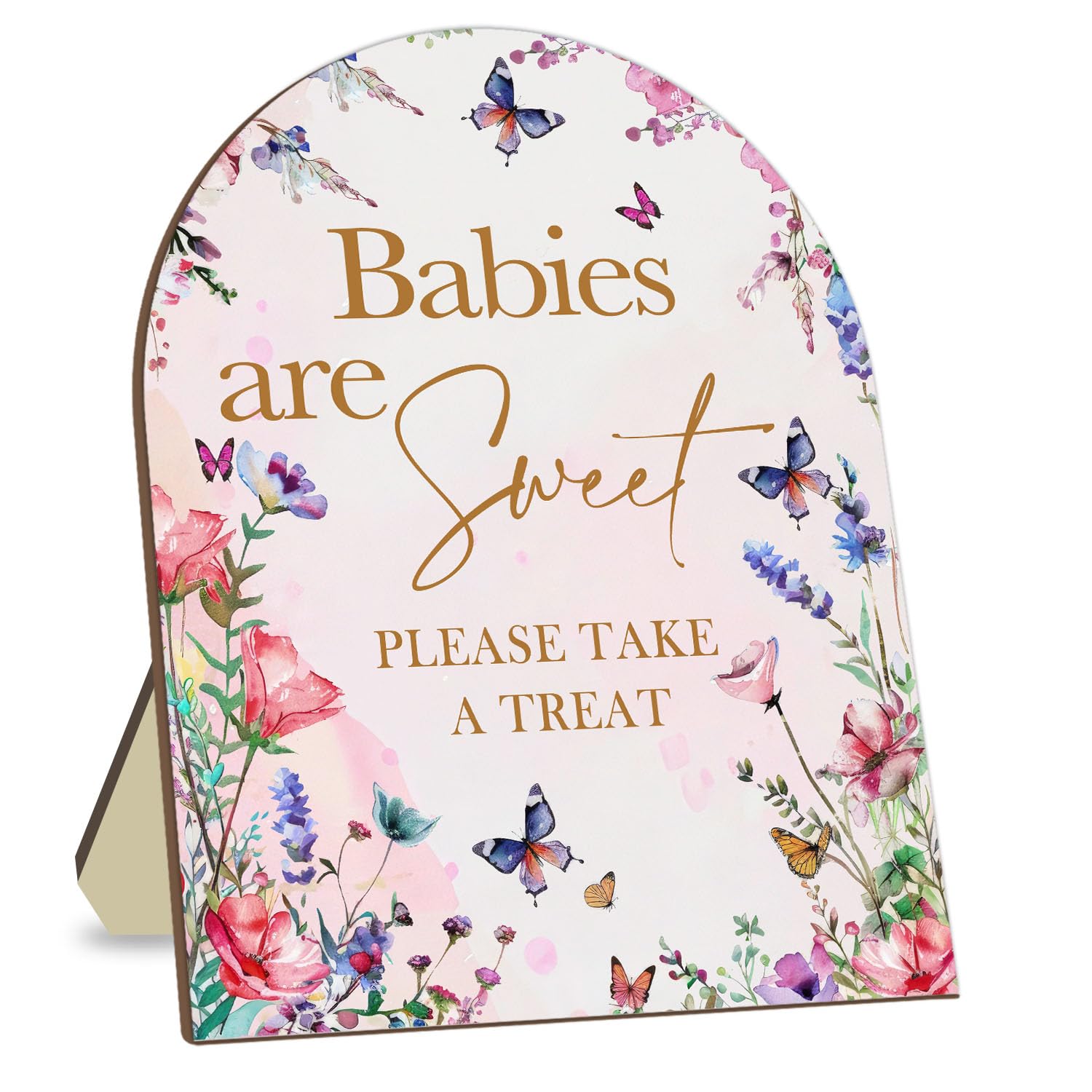Sweet Babies Please Take A Treat Floral Butterfly Baby Shower Decoration Sign - Pink Welcome Sign 9 * 11IN