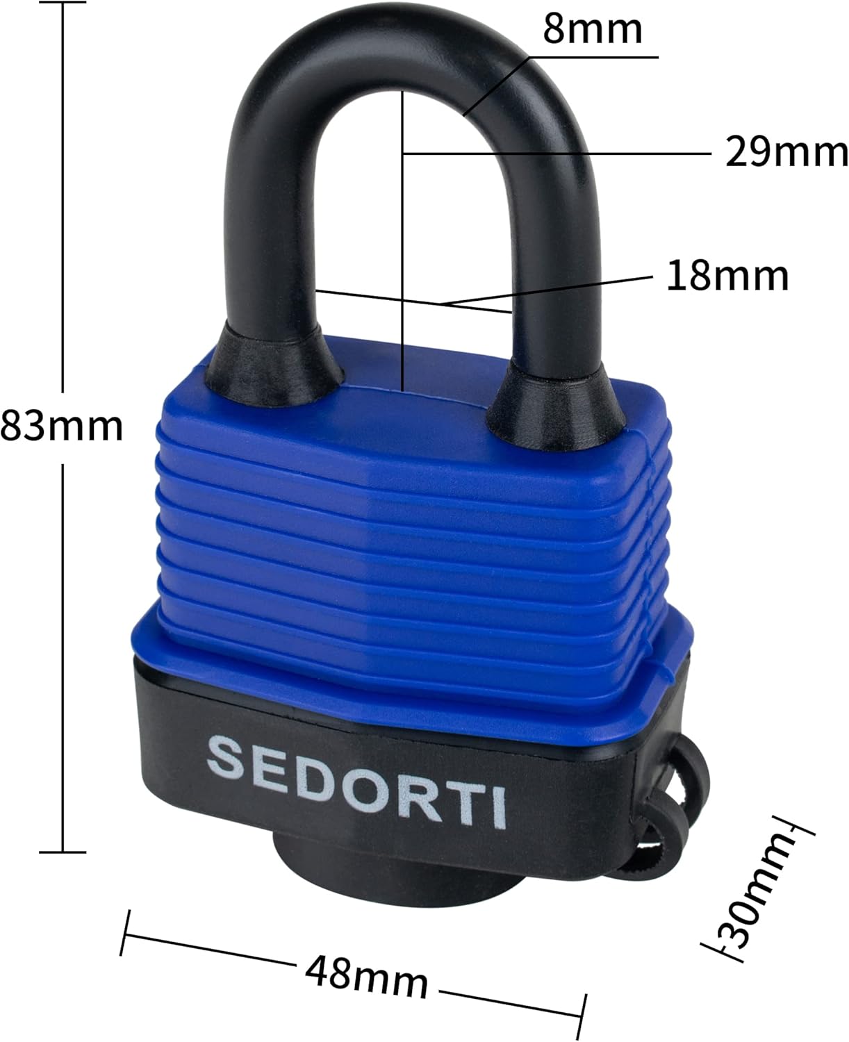 SEDORTI Colored Waterproof Padlocks, Blue-Covered Laminated Steel Lock, Same Color with Same Key, Keyed Alike Outdoor Locks, Can Be Used as Lockout Tagout Lock, Pack of 12