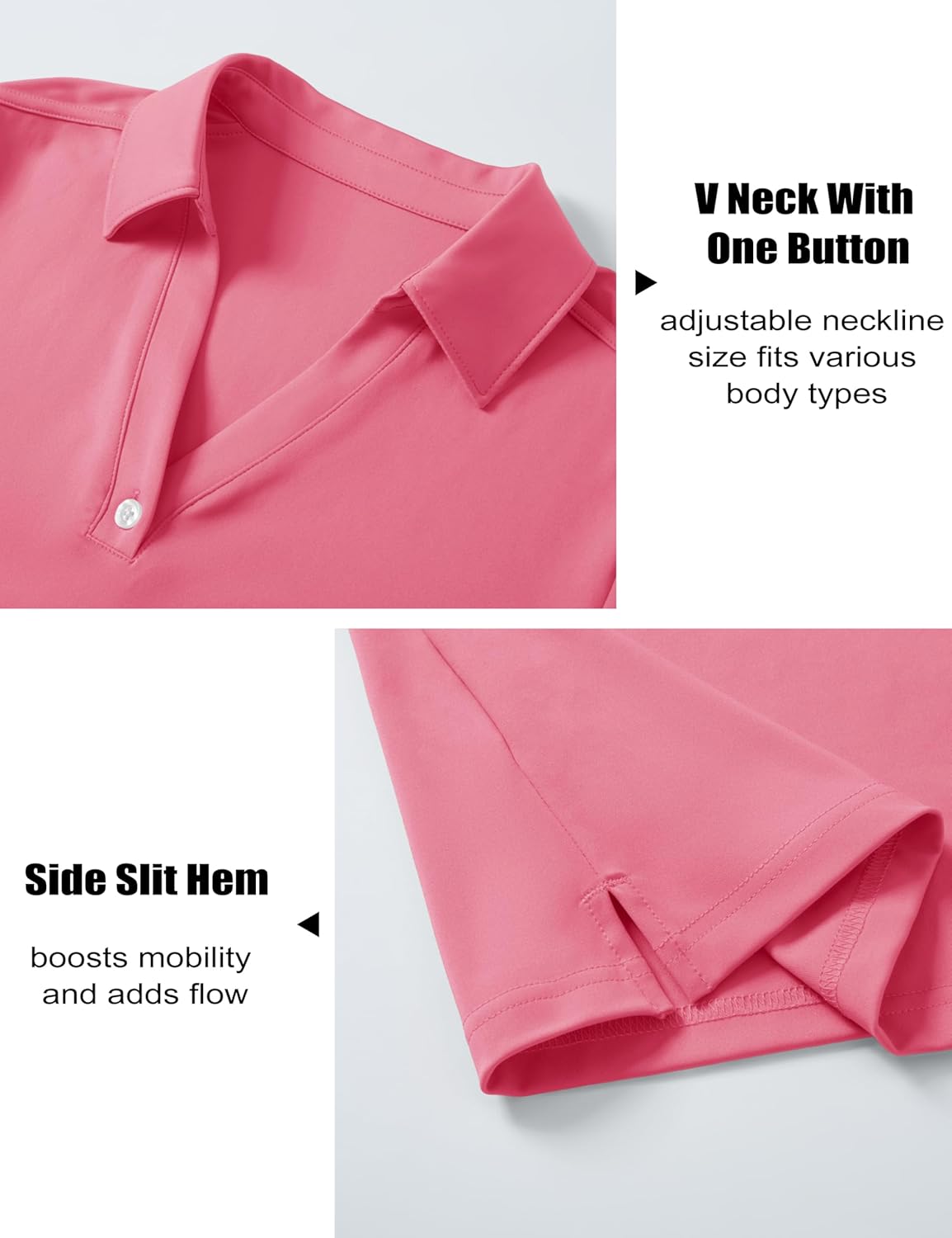 MAGCOMSEN Women's Polo Shirts Short Sleeve UPF 50+ Sun Protection Golf Shirt V Neck Collared Tops Dry Fit - Image 5