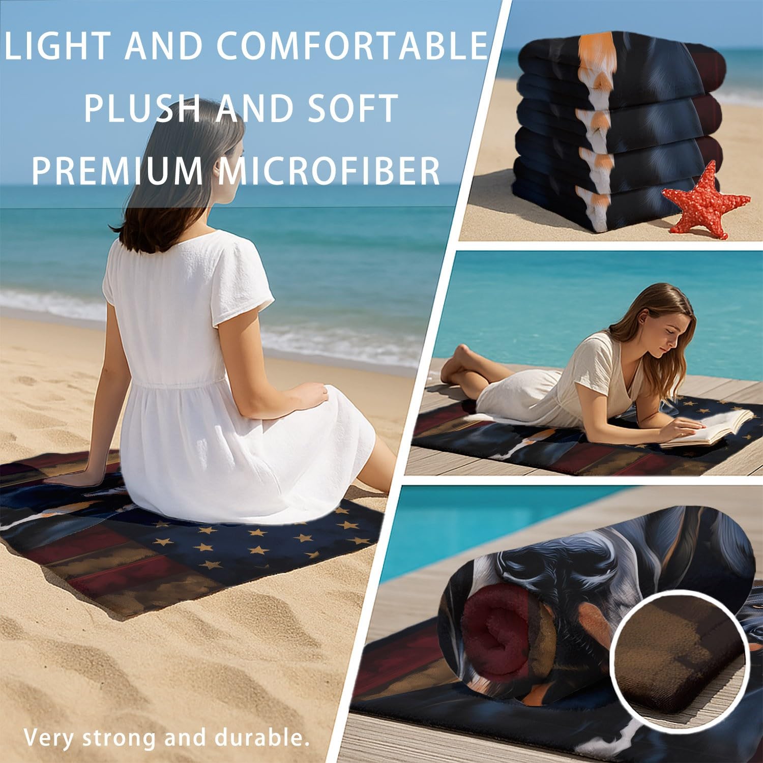 Générique Serviette de Plage Microfibre 200 x 100 CM,Drap de Plage Épuré, Dessin Animé, Mignon, Couverture de Plage Absorbante,Couverture de Bain Alpaga, Guirlande Lumineuse, Animaux