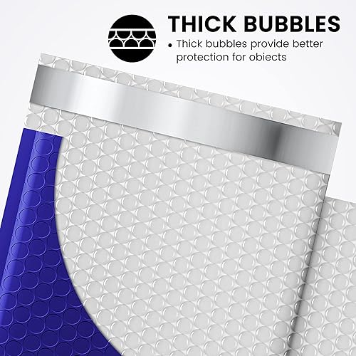 Miniatura 4 de Fuxury Sobres de burbujas, 100 sobres de burbujas de 6 x 10 pulgadas, sobres acolchados de color azul real, tamaño utilizable de 6 x 9 pulgadas,
