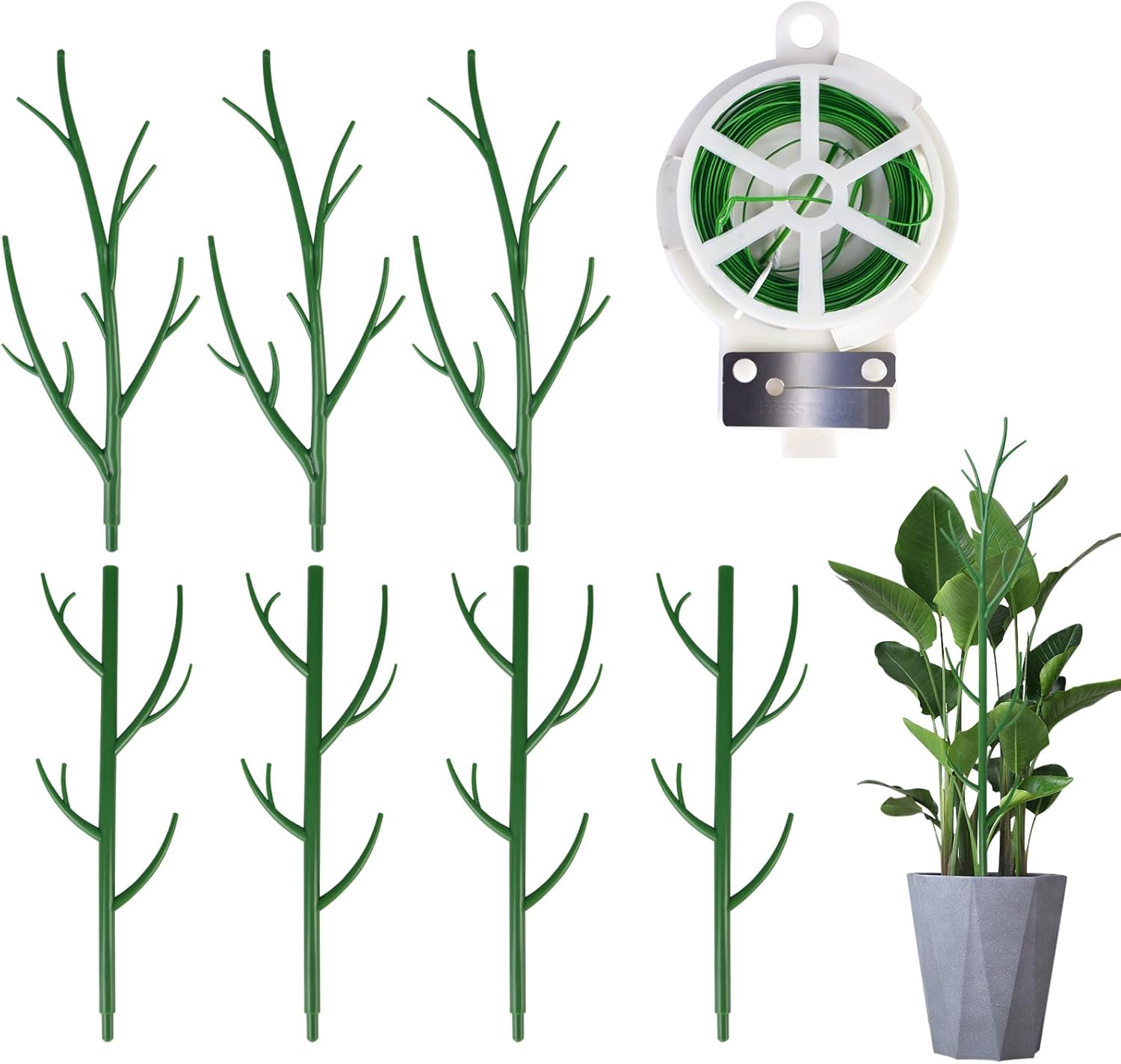 7 Pack Plant Support Stakes for Indoor Plants, Stackable Monstera Plant Support, Climbing Plant Support Plant Stakes with Twist Ties for Climbing Potted Plants Indoor Outdoor