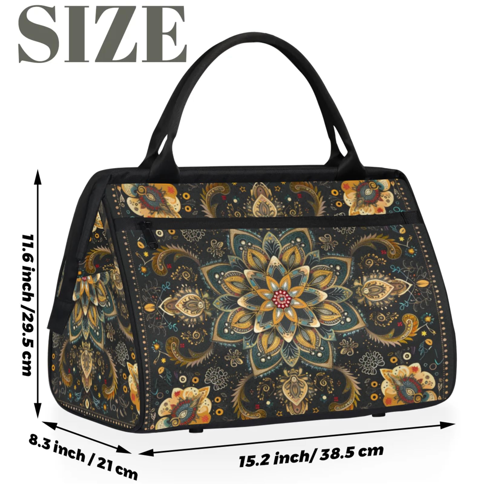 Overnight Weekender Bag for Women Men Carpet Flower Vintage Waterproof Carry On Travel Duffel Bags with Zipper Lightweight Sports Gym Bag Luggage Workout Handle Bags for Traveling Yoga Camping