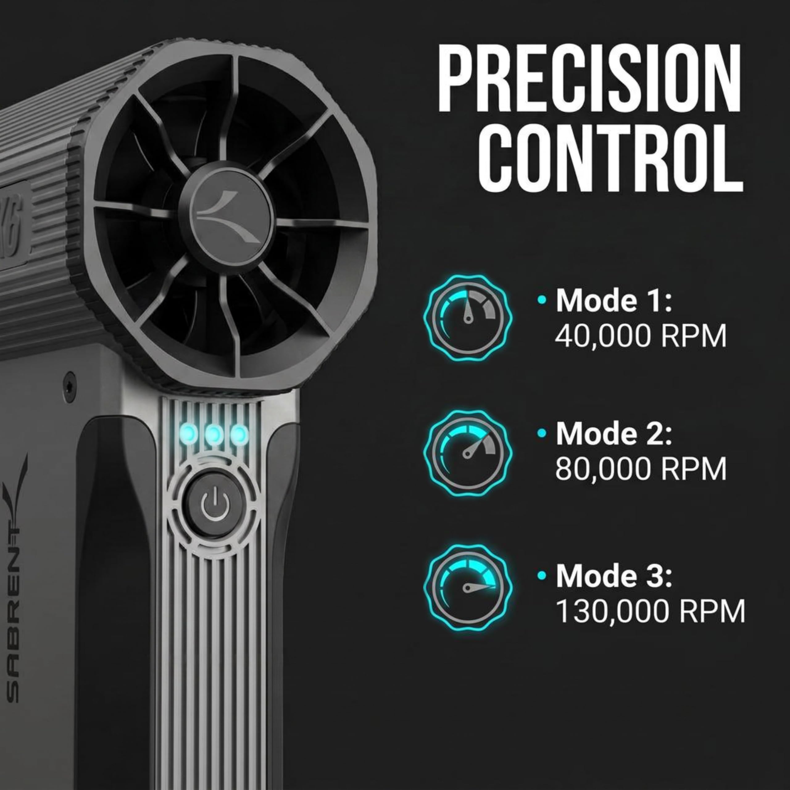 SABRENT Blowzer X6 Soplador de Aire Inalámbrico | 30.000 RPM, Soplador Aire Comprimido Eléctrico de Hasta 86 m/s para PC, Teclado y Automóvil, 100 Minutos Autonomía (TF-BZX6)