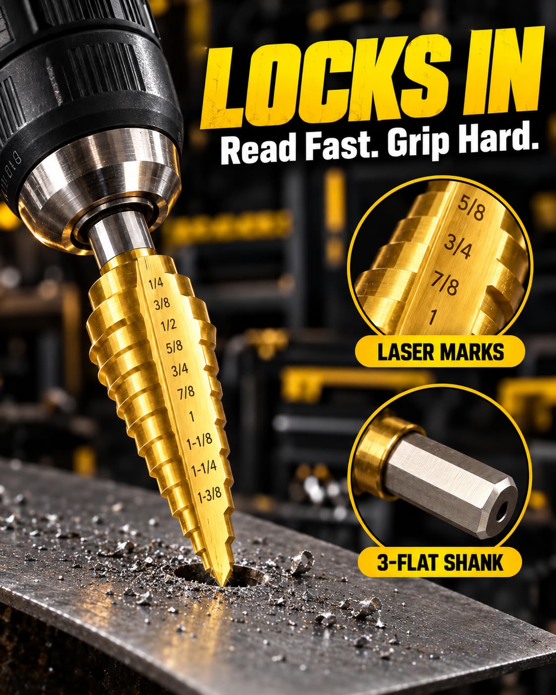 COMOWARE Step Drill Bits - Metal & More -6