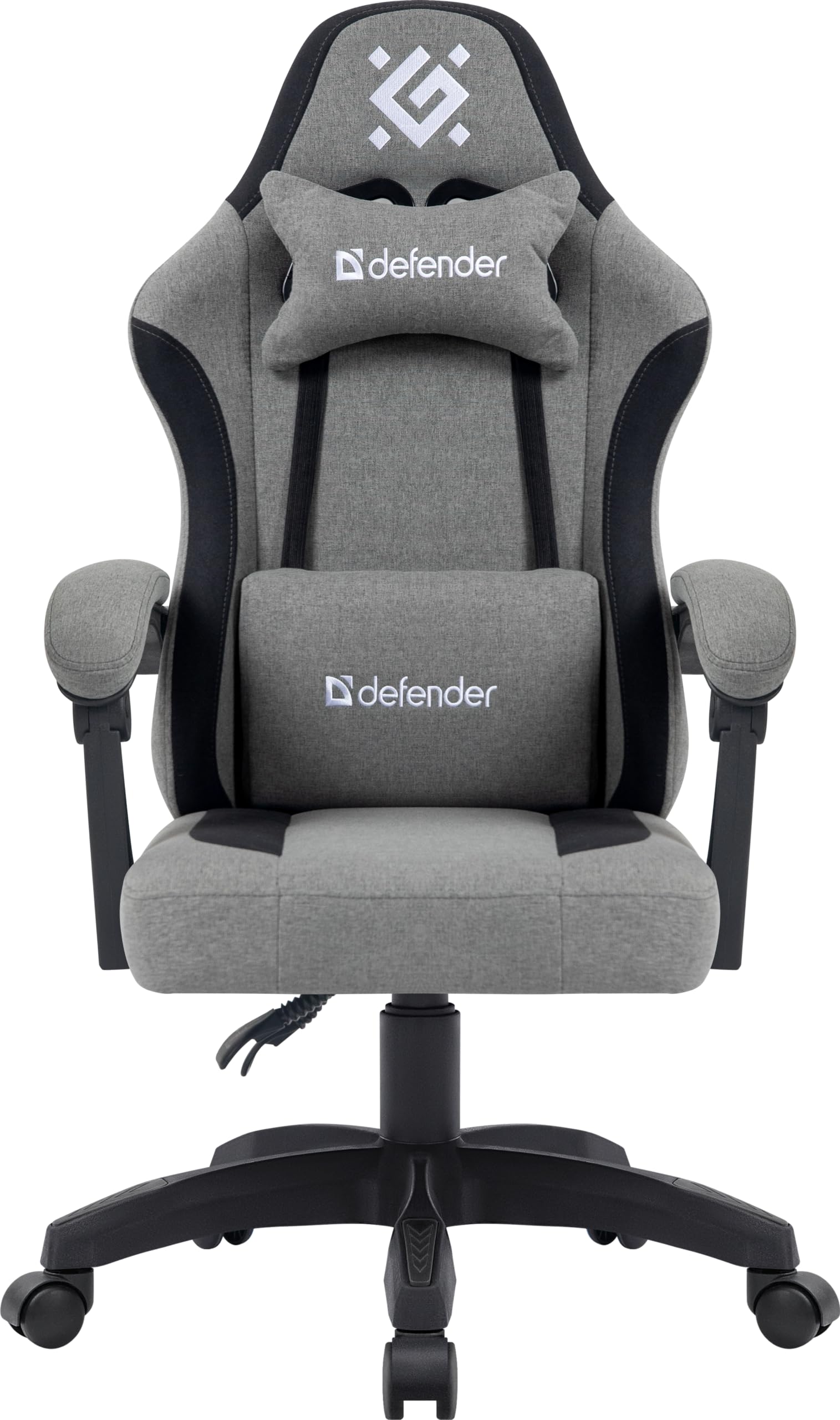 Defender Gaming-Stuhl Lumen, Bürostuhl, ergonomischer Computerstuhl mit Kopfstütze, verstellbares Lendenkissen, höhenverstellbar, hochdichter Schaumstoff, Stoff, grau/schwarz