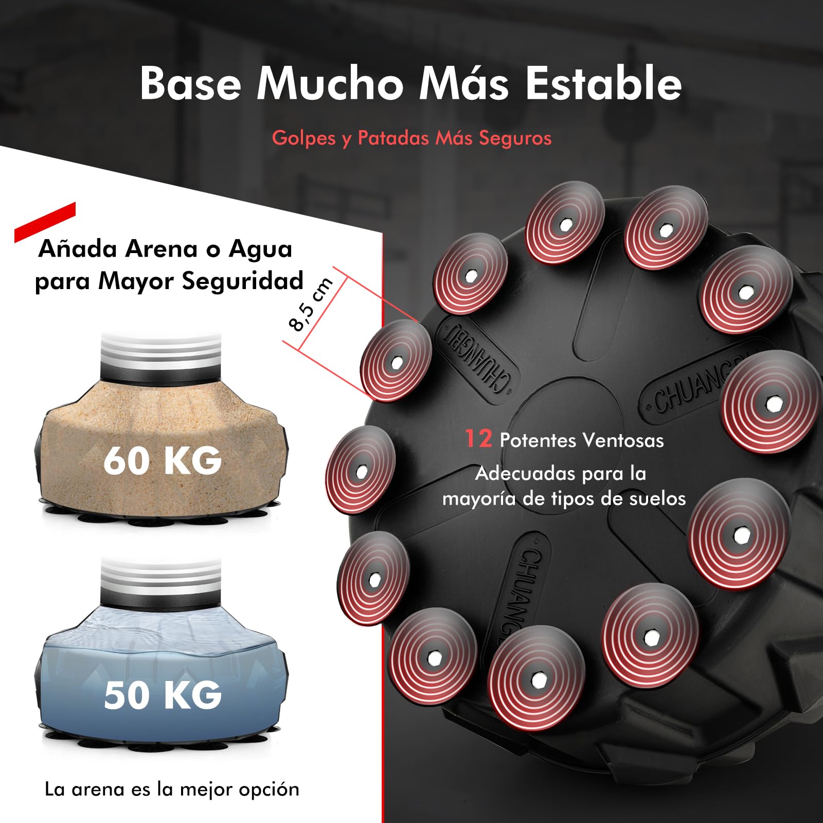 COSTWAY Saco de Boxeo de Pie, Saco de Boxeo con Soporte para Adultos, Jóvenes y Niños, Rebote Rápido, Ideal para MMA, Karate, Fitness, Kickboxing, 48 cm x 48 cm x 170 cm