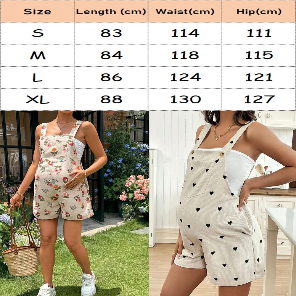 Salopette Premaman Donna,Velluto a coste Tuta Premaman Donna Pantaloni Pantaloncini,Comoda Jumpsuit Playsuit Overall Gamba