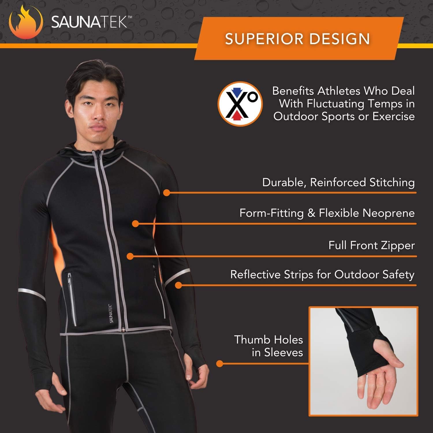 SaunaTek Men's Sauna Hooded Jacket Sweat Suit for Exercise and Heat Training, Neoprene, XX-Large : Sports & Outdoors