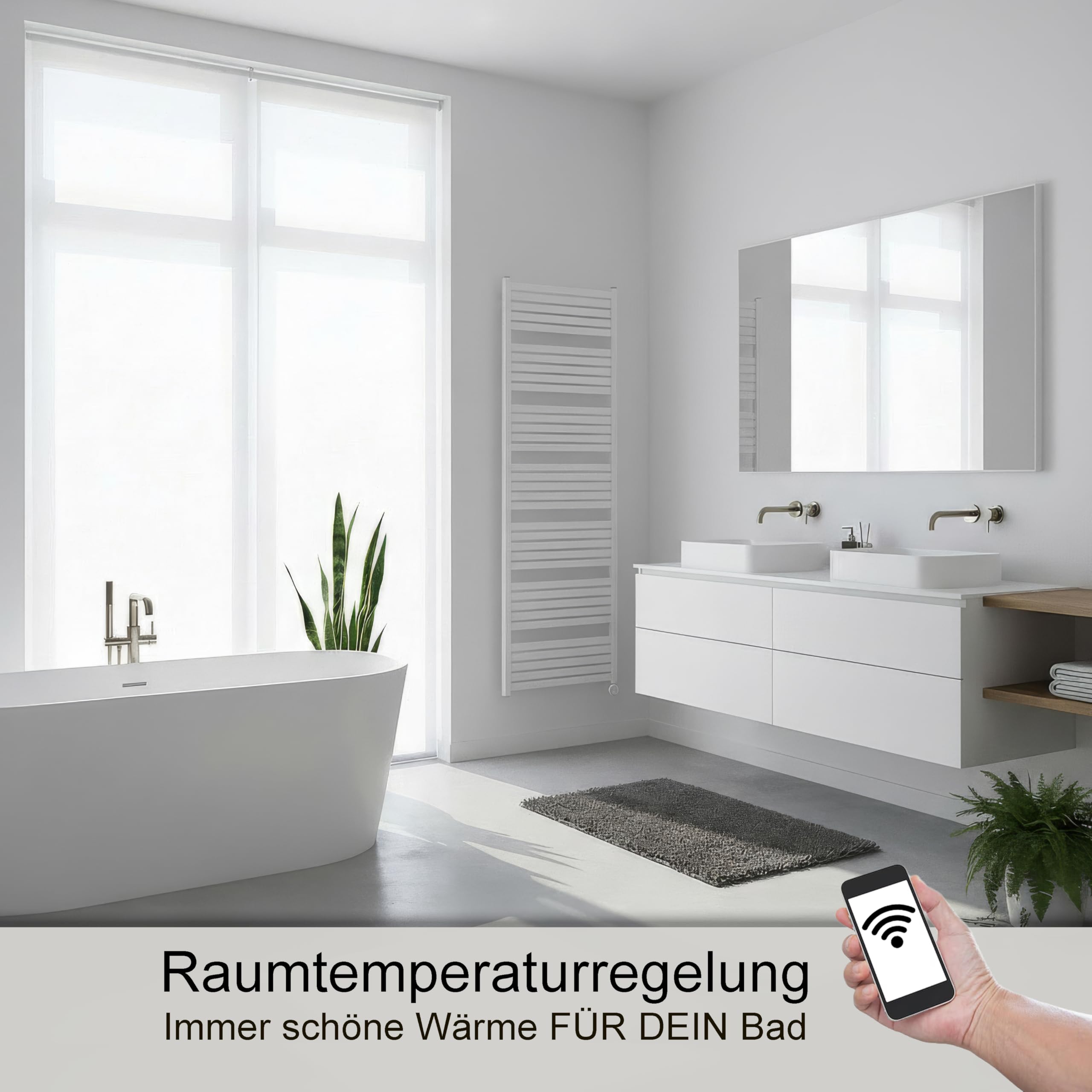 anapont Marlin elektryczny grzejnik łazienkowy na ręczniki – aplikacja WiFi – grzejnik na ręczniki, IPx5, w pełni zmontowany – atmosfera i komfort w łazience
