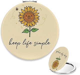 Small Compact Mirror for Purse, Yellow Sunflo...