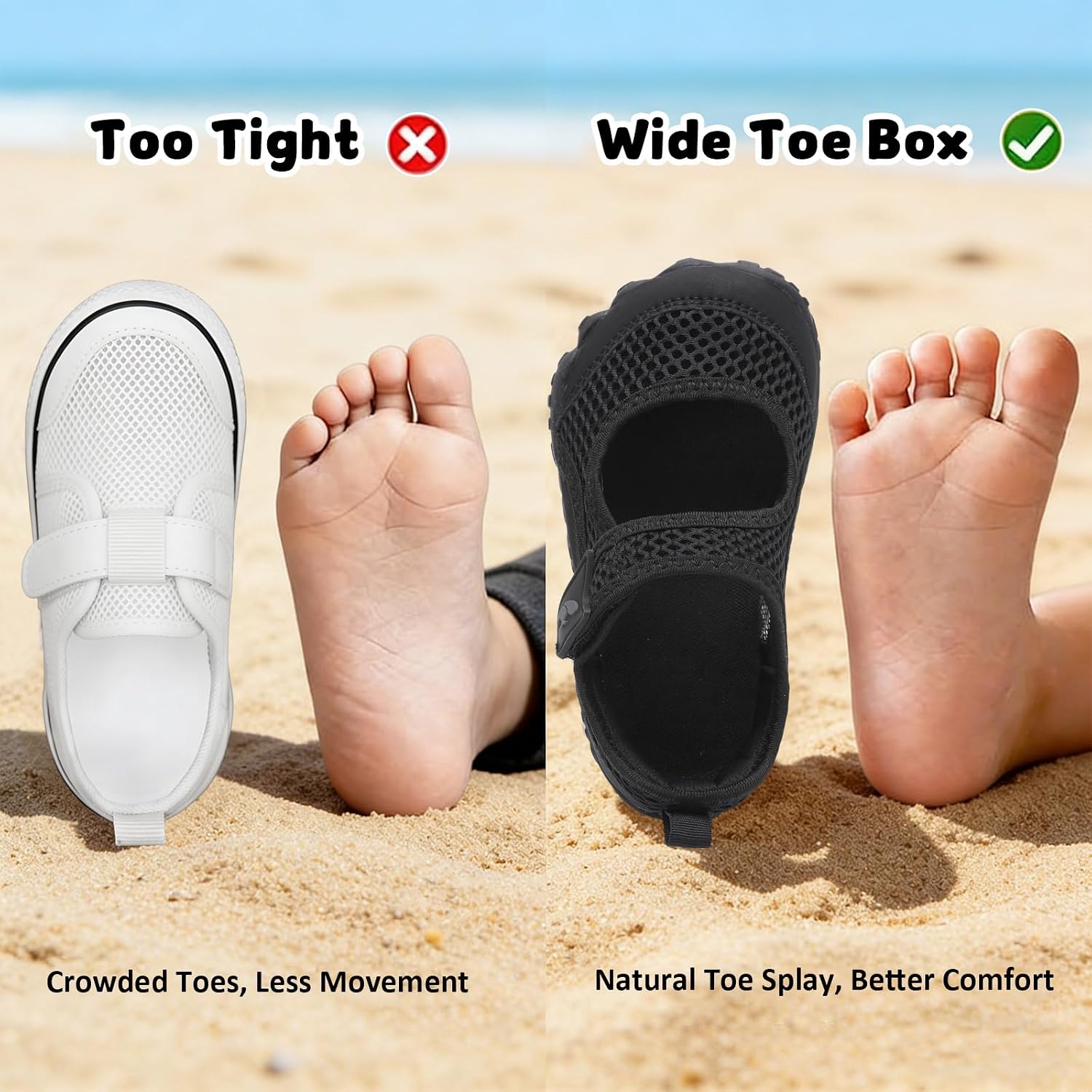 FEETCITY Kids Water Shoes Boys Girls Sandals Barefoot Shoes Quick Dry Aqua Socks Summer Hiking Sneakers for Beach Pool Swim Surfing