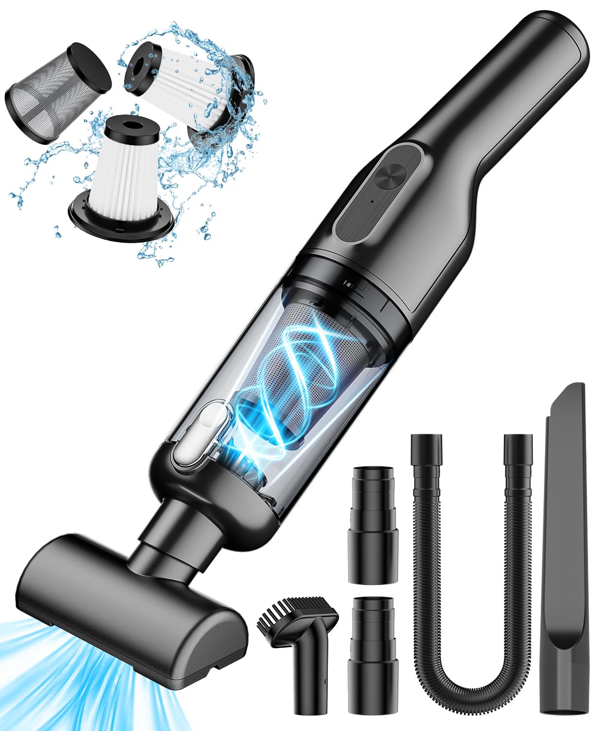 Aspirateur Voiture Puissant 16000Pa Mini Aspirateur à Main sans Fil Rechargeable avec Filtre HEPA USB Aspirateur de Table, Aspirateur Poil de Chien pour Maison Voiture