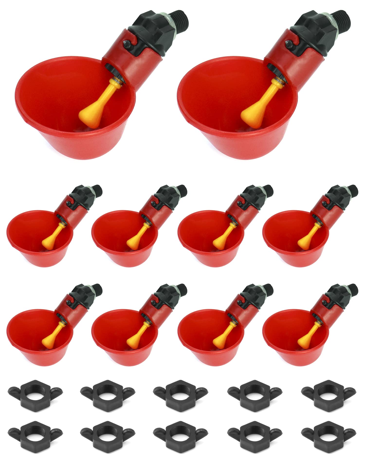 QWORK® 10 sztuk automatyczny poidła do drobiu plastikowy poidło do kurczaka, narzędzie do picia wody dla ptaków przepiórka gołąb kurczak kura (25mm, na wiadro)