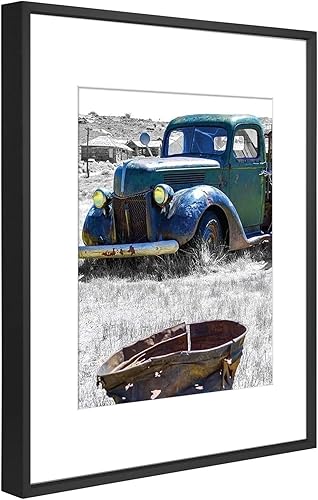 Vista 85 de Golden State Art - Marco de fotos de aluminio satinado clásico de 8 x 10 con alfombrilla de color marfil para fotos de 5 x 7 y cristal real, Dorado