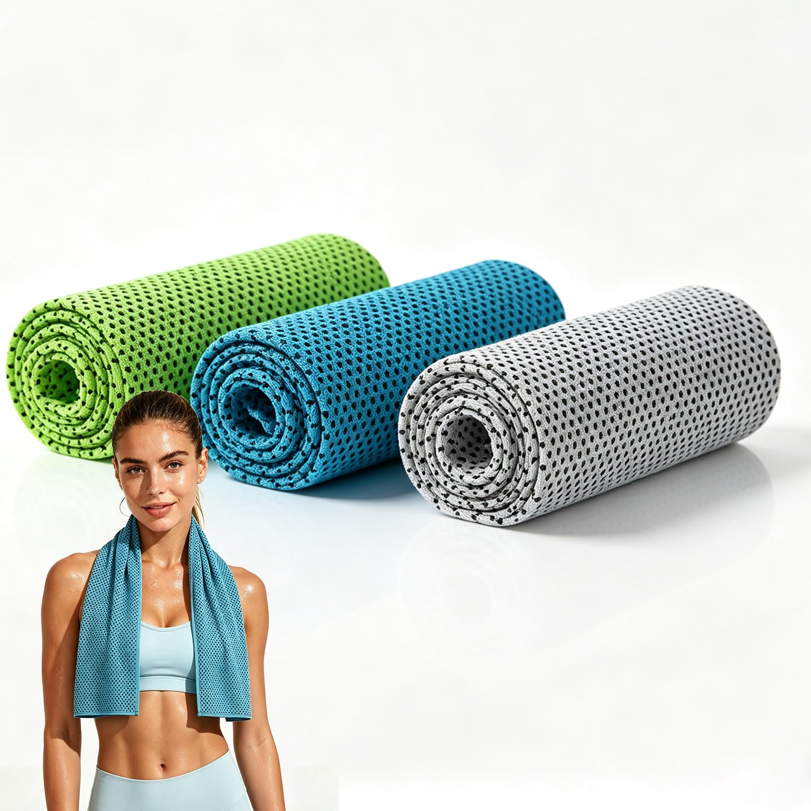 ILOVMUP 3PCS Quick Drying and Cooling Towels, Breathable Fibre for Sports