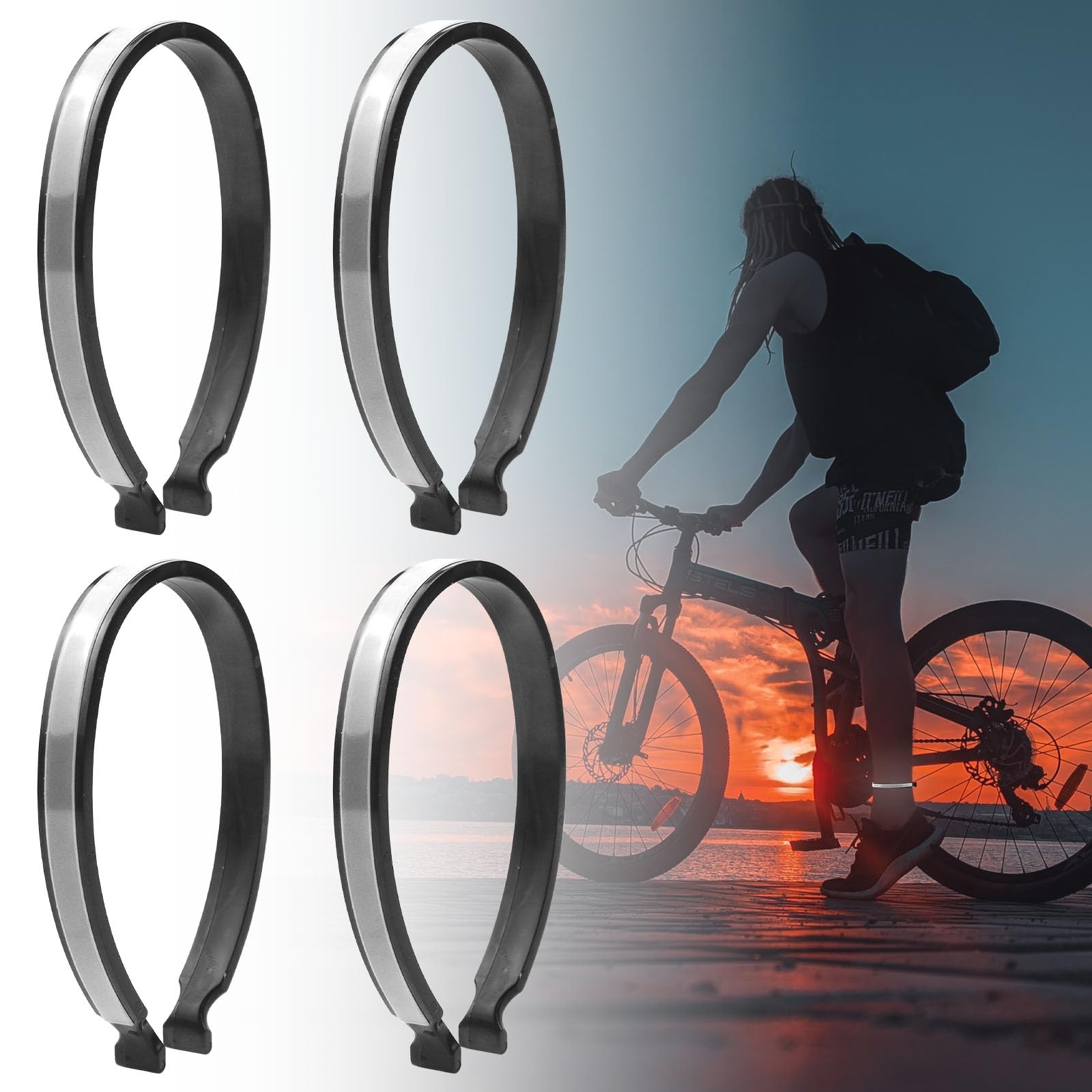 DNGH Hosenklammern für Radfahrer Hosenspangen Fahrradklammern für Hosen Reflektierende Fahrradhosenklammern Hosenschutz Fahrradkette für Herren Damen Jogger Radfahrer Motorrad (Silber-2-Paar)