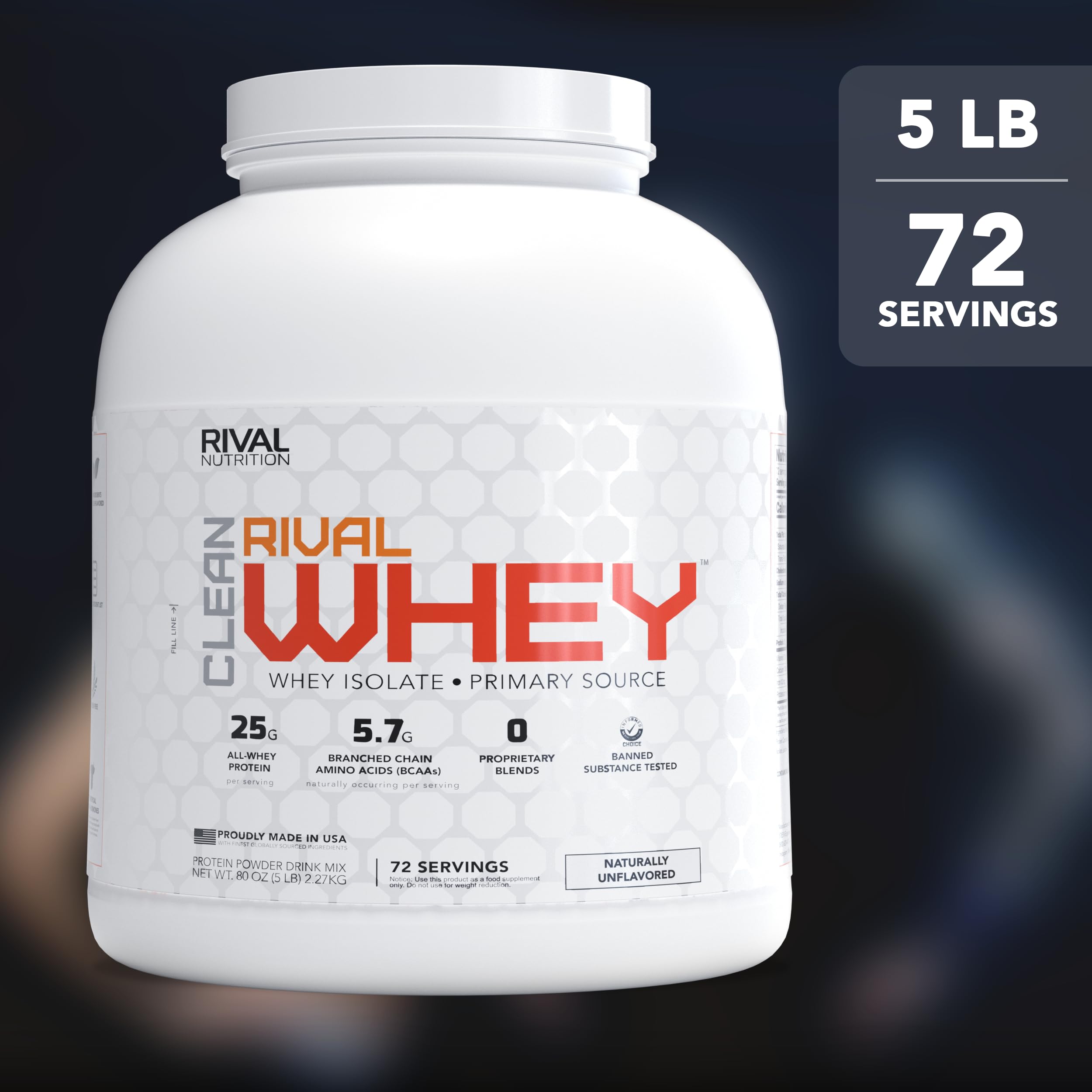 Rival Nutrition Clean Rival Whey Protein Powder (Unflavored, 5 lb) — Amazon image 6