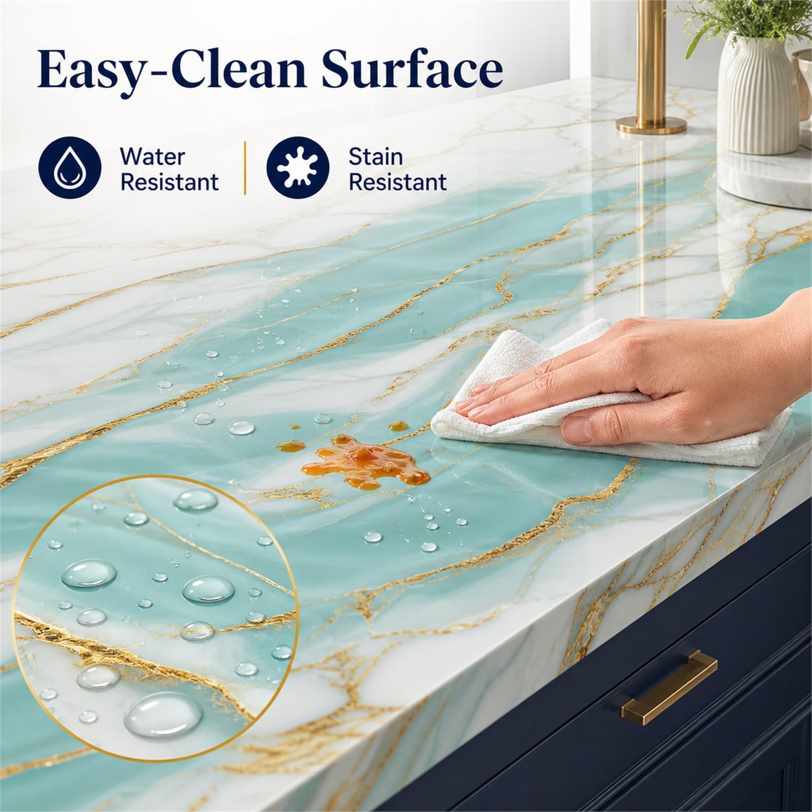 Pellicola Adesiva per Mobili Pietra Marmo,Parati Adesivi Effetto Marmo Decorativa per Cucina,Parati Adesivi Effetto Marmo Decorativa per Cucina,per Ambienti Umidi Come Il Bagno