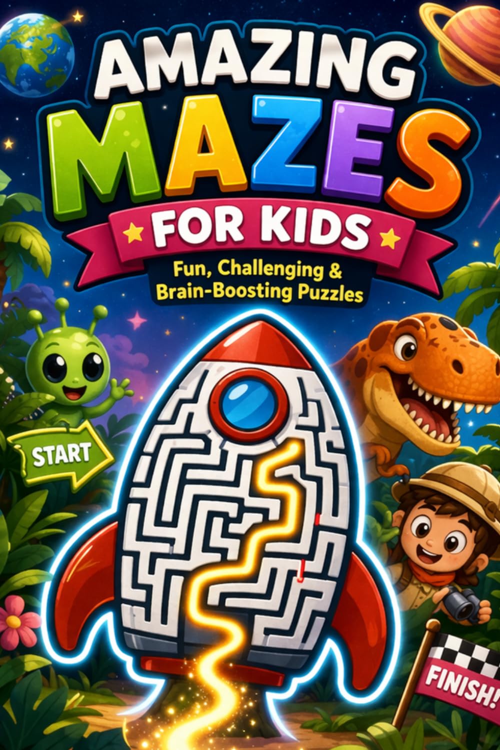 Amazing Mazes For Kids: A Collection of Fun and Challenging Maze Activity Book Puzzles For Ages 4,5,6,7,8