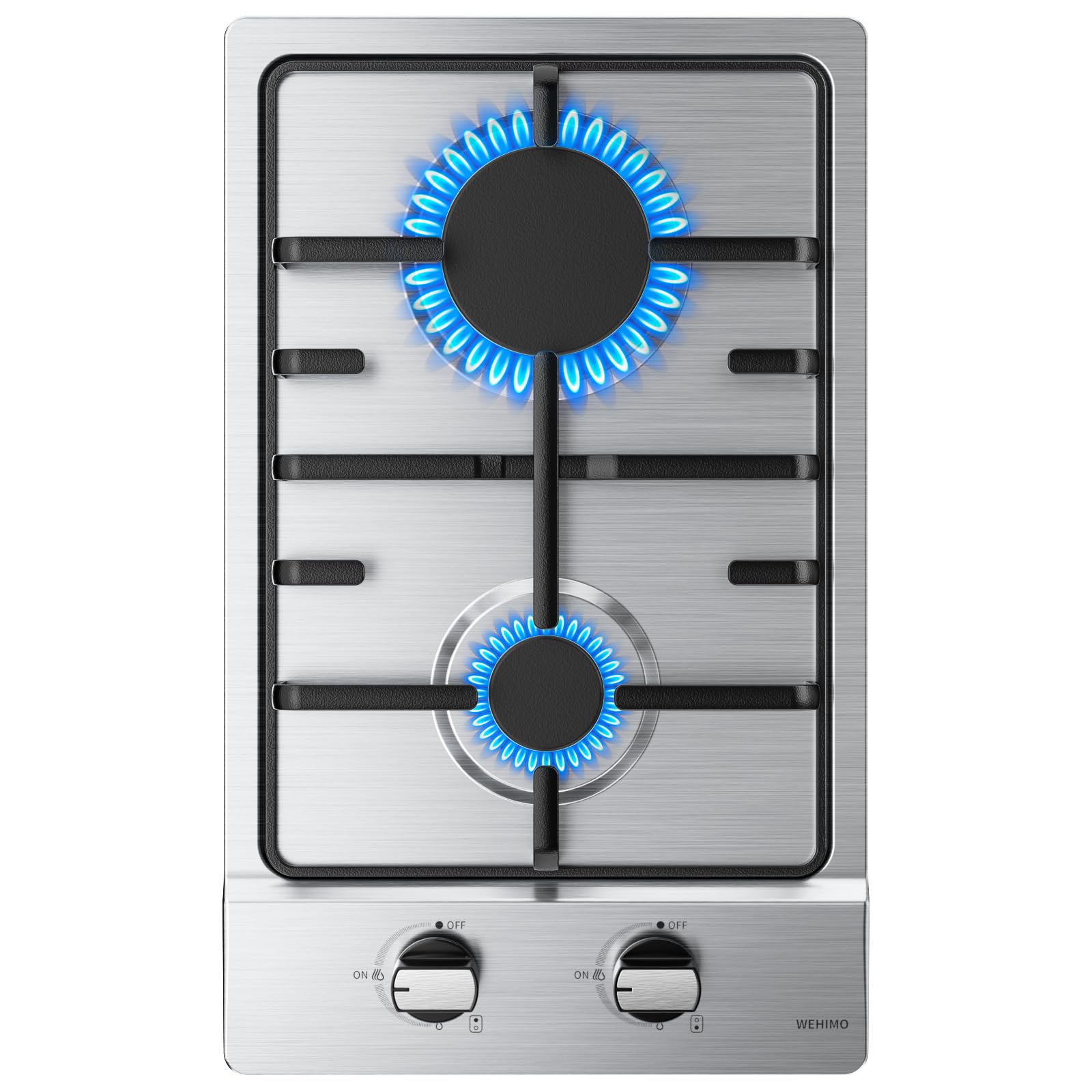 Wehimo - Placa de cocina de gas de 3 fuegos, placa de gas de 3 fuegos empotrable, mesa de cocción 60 cm, rejilla hierro fundido, 7750 W, cristal negro — view 10