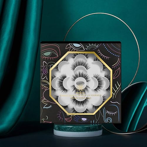 Vista 76 de DYSILK Pestañas esponjosas de visón, pestañas de visón, 7 pares de pestañas de visón sintético 8D, pestañas postizas de aspecto natural, pestañas