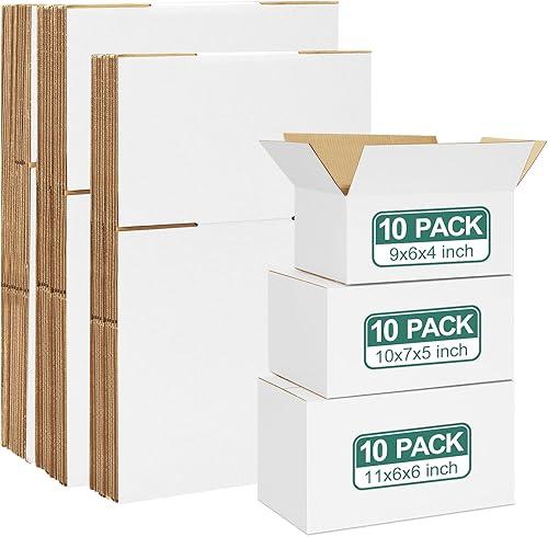 Miniatura 8 de Eupako Paquete de 30 Cajas de Envío Pequeñas de Varios Tamaños, 8"x6"x4" y 9"x6"x4" 15 Piezas Cada Una Cajas Pequeñas, Cajas de Envío de Cartón