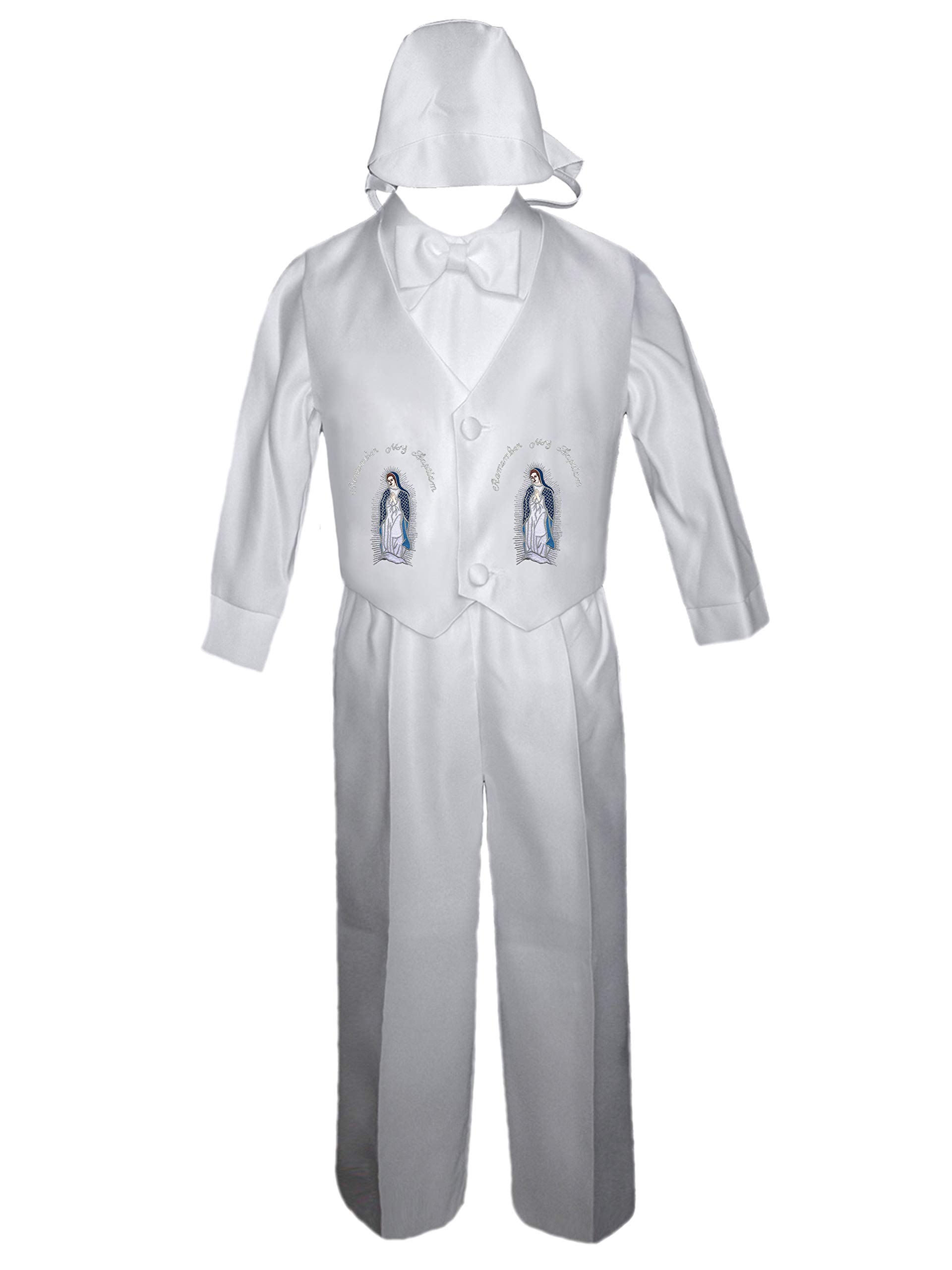 Unotux Baby Toddler Boy Baptism Christening Pants Set Outfits Mary Maria Guadalupe New Born-4T (2T, Full Color Silver English)
