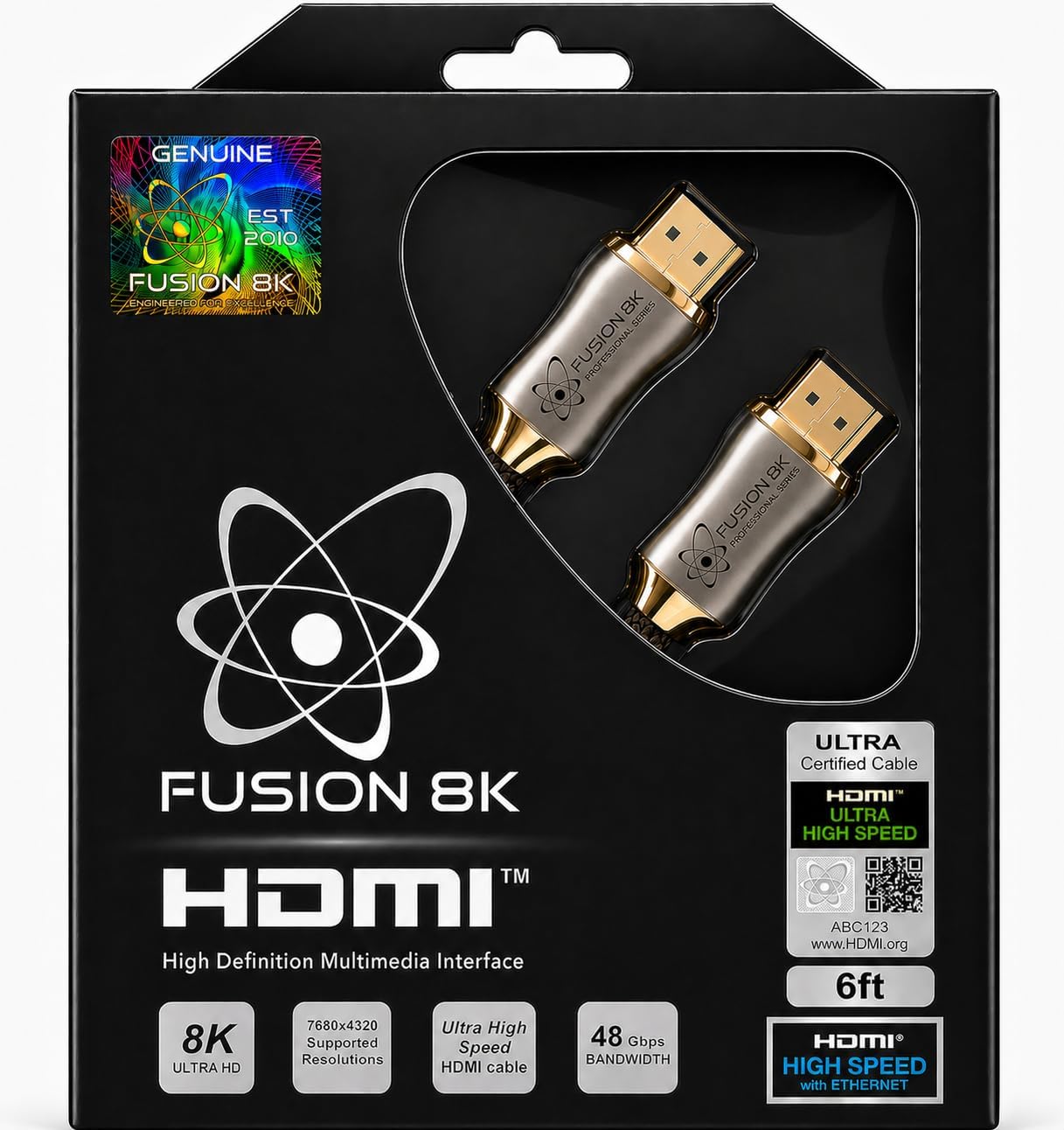 - Certified HDMI 2.1 Cable 48Gbps 6 Feet - 10K 8K@60Hz 4K@120Hz 144Hz | eARC HDR10 Dolby Vision HDCP 2.3 | Braided Cord for PS5, Xbox Series X, Apple TV 4K, Roku, OLED TV