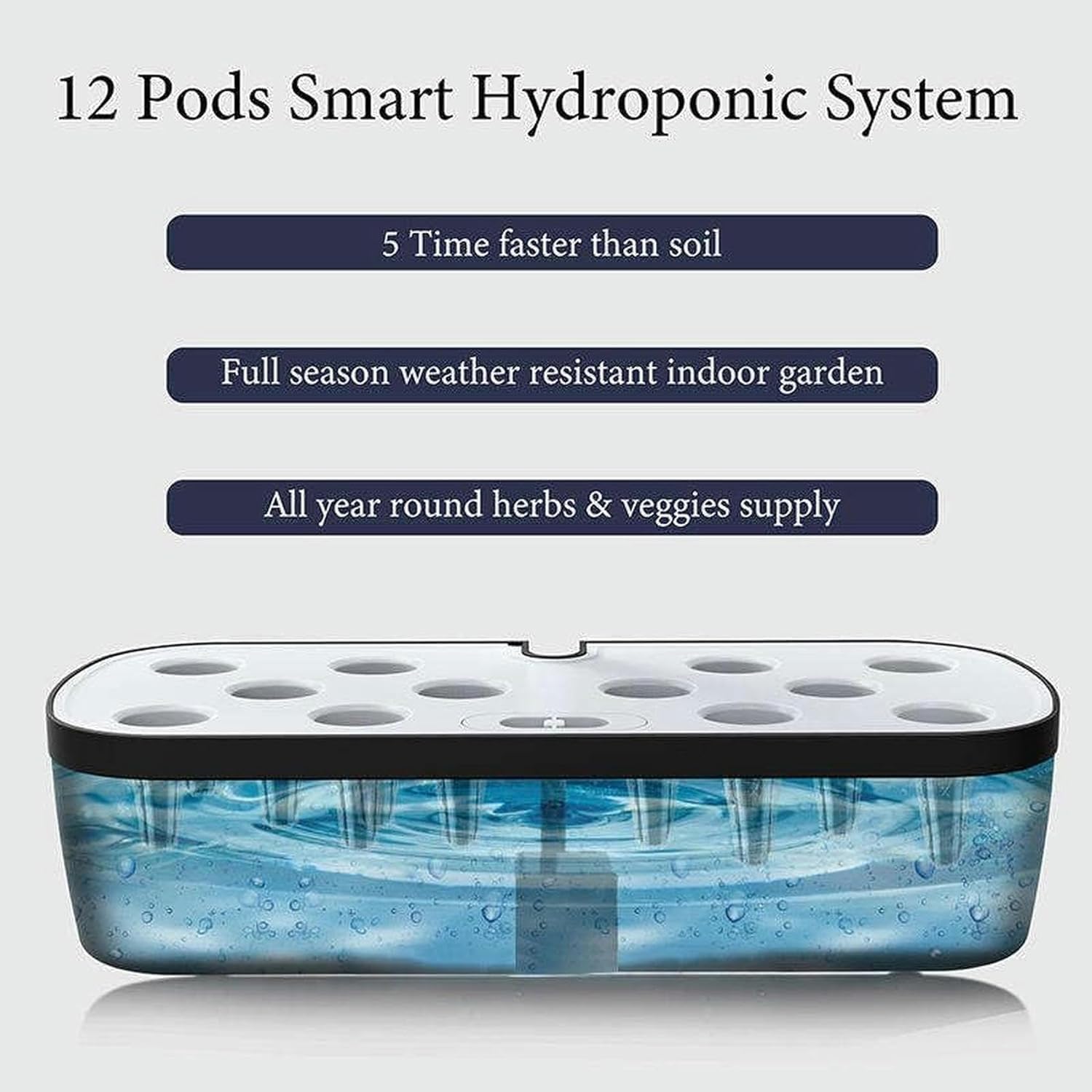 Sistema di coltivazione idroponica, giardino di erbe aromatiche da interno con timer, supporto luminoso regolabile da 42 cm, indicatore del livello dell'acqua trasparente, giardino idroponico