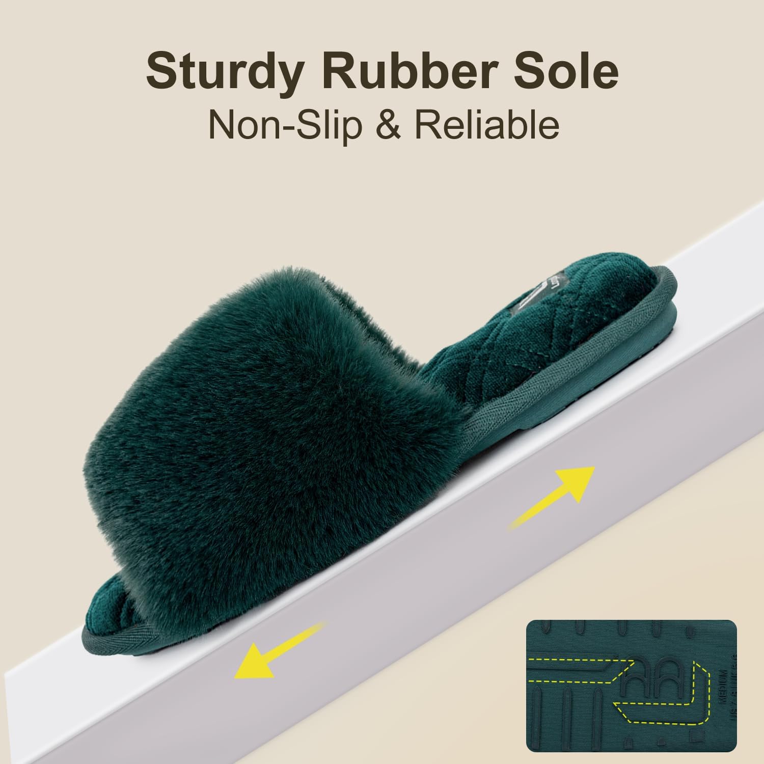 LongBay Women's Fuzzy Slippers Comfy Cloud Memory Foam House Shoes Home Open Toe Slides Indoor Outdoor - Image 5