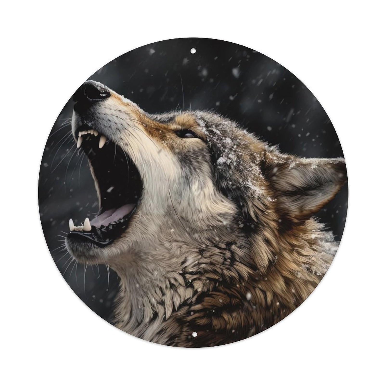 Animal Growling Wolves Artwork Metal Tin Sign