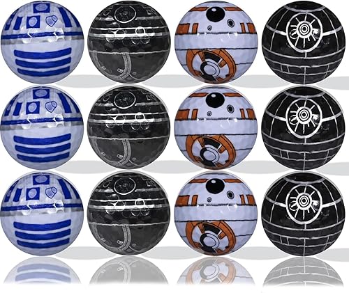Death Star R2-D2 BB8 BB9E - Pelotas de golf (12 unidades)