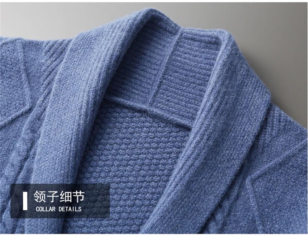 Men's 100% Wool Cashmere Knit Cardigan Sweaters Winter Thicken Warm Loose Business Jacket