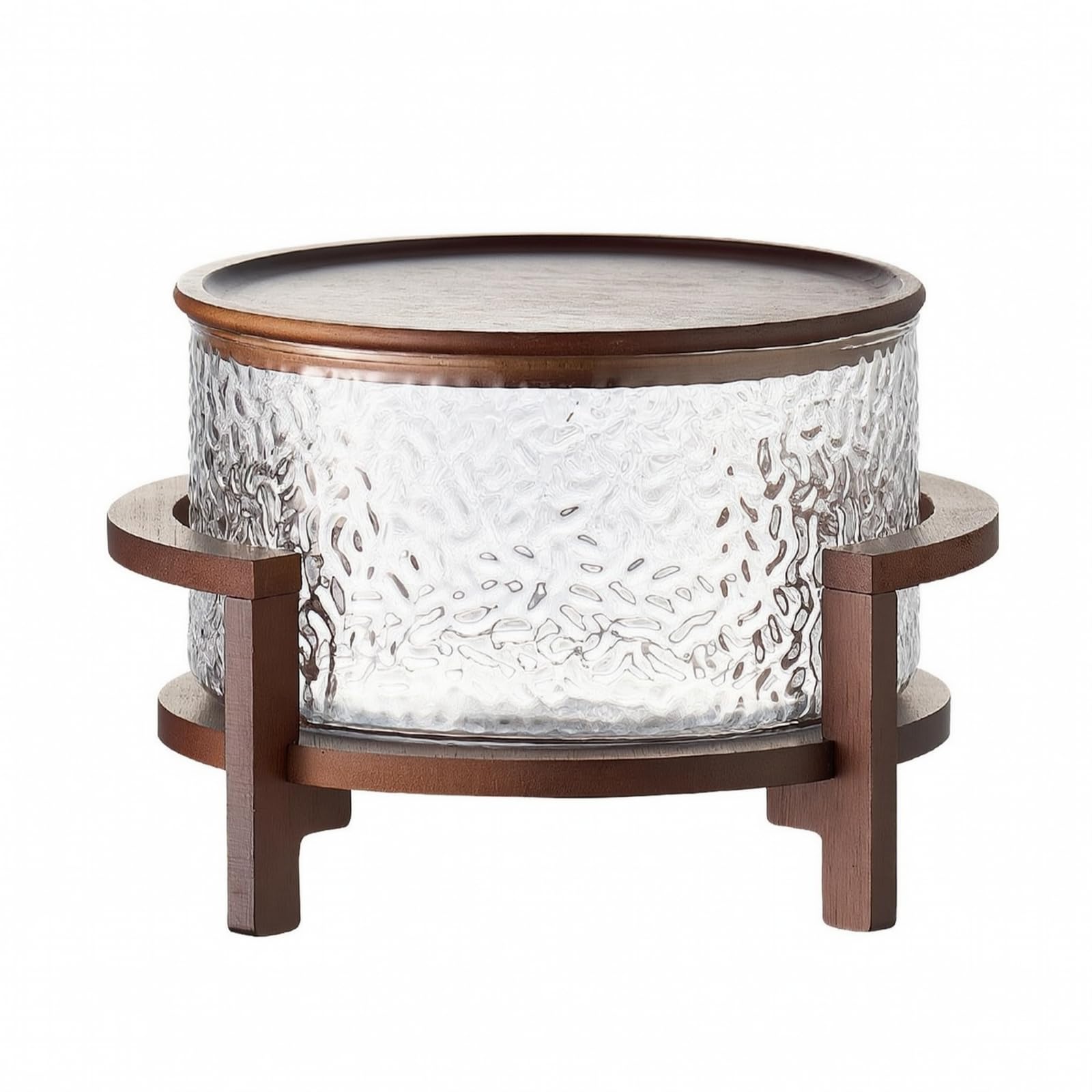 Yajuyi Cuenco con Pedestal Decorativo | Vidrio con Tapa, Moderno, Ensaladera, para Comedor, anfitrionas, M, Martillado Con Tapa