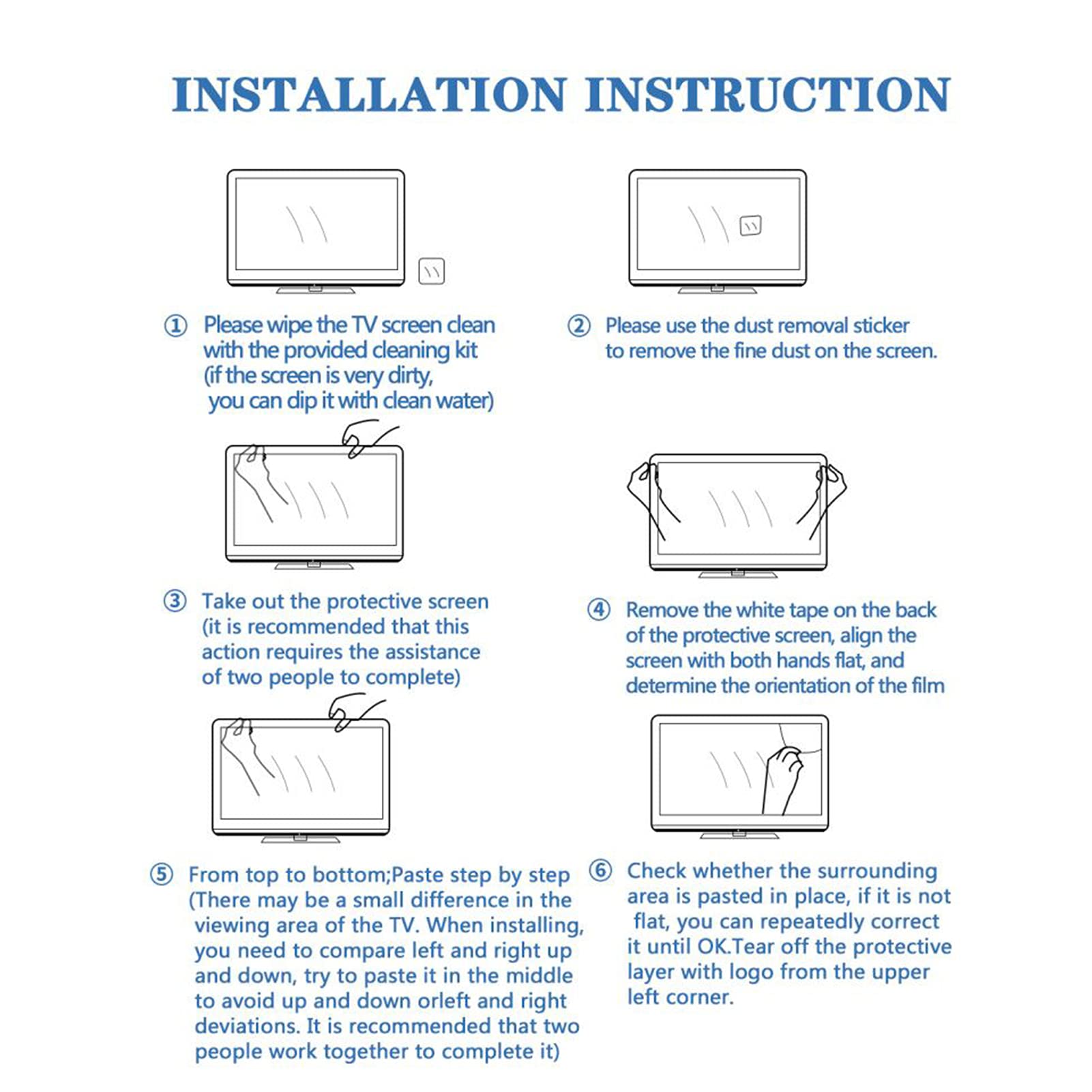 Film Mat Anti-Reflets 55 Pouces, Filtre Anti-Lumière Bleue pour Écran TV, Protection Anti-Rayures sans Bulles