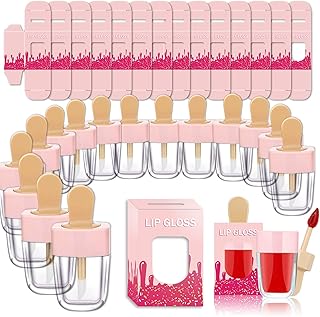 15 Pack Lip Gloss Tubes with Packaging Boxes, Pink Ice-cream Shaped Lipgloss Tube with Wand, Empty Lip Gloss Containers Supplies, Refillable Cute Lip Gloss Tube Bulk Wholesale for Business, Clear Popsicle Sample Bottle with Box, 8ml/0.27Oz, Tubes+Boxes