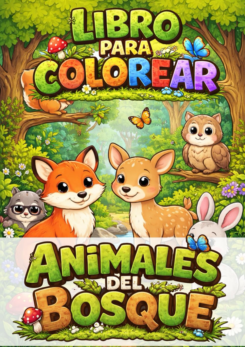 Animales del Bosque: Libro para Colorear Infantil con 50 Dibujos de Animales y Datos Curiosos.: Ilustraciones Grandes y Fáciles de Colorear para Niños, con Escenas de la Naturaleza.