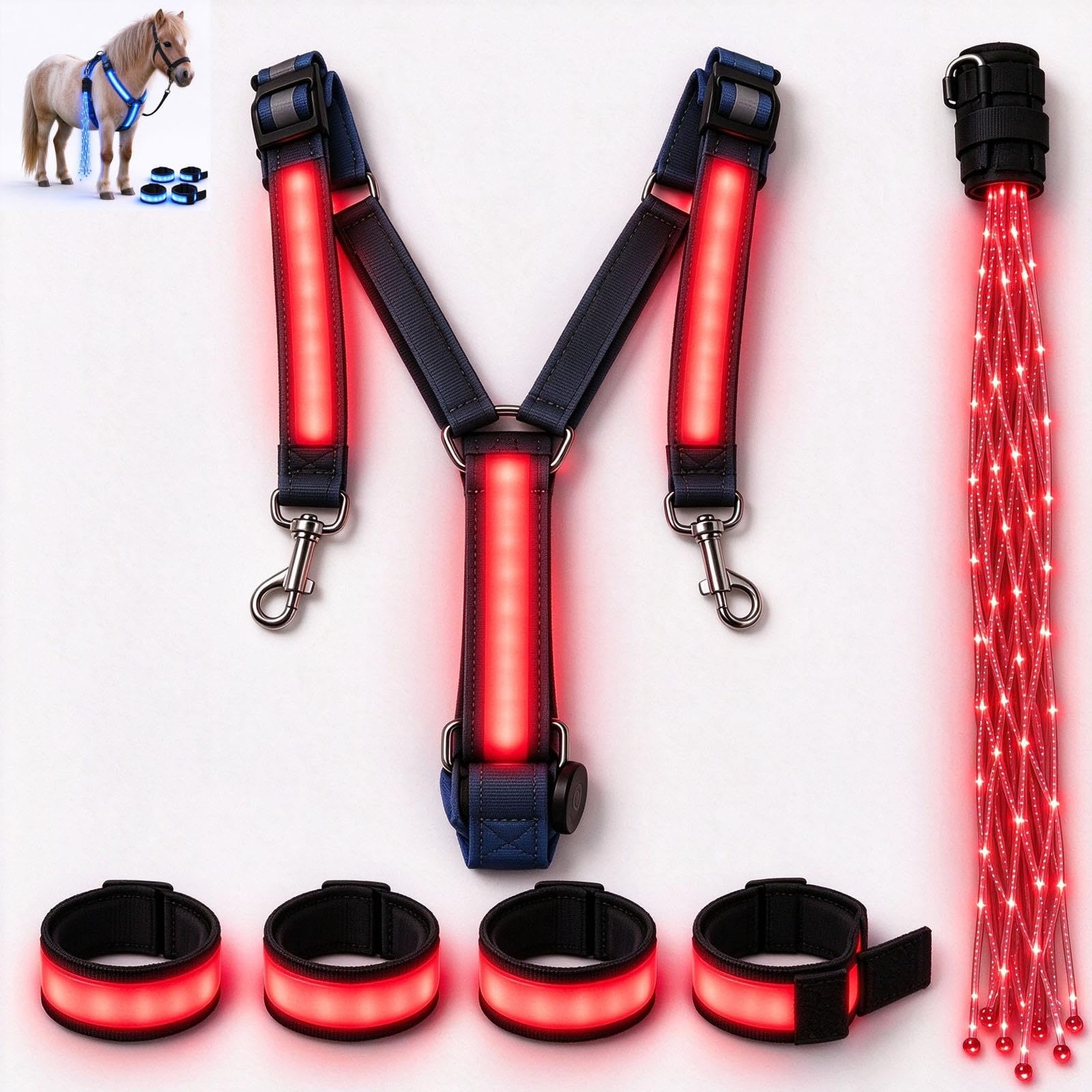 Light-up Horse-riding Set,Adjustable Glowing Chest Harness