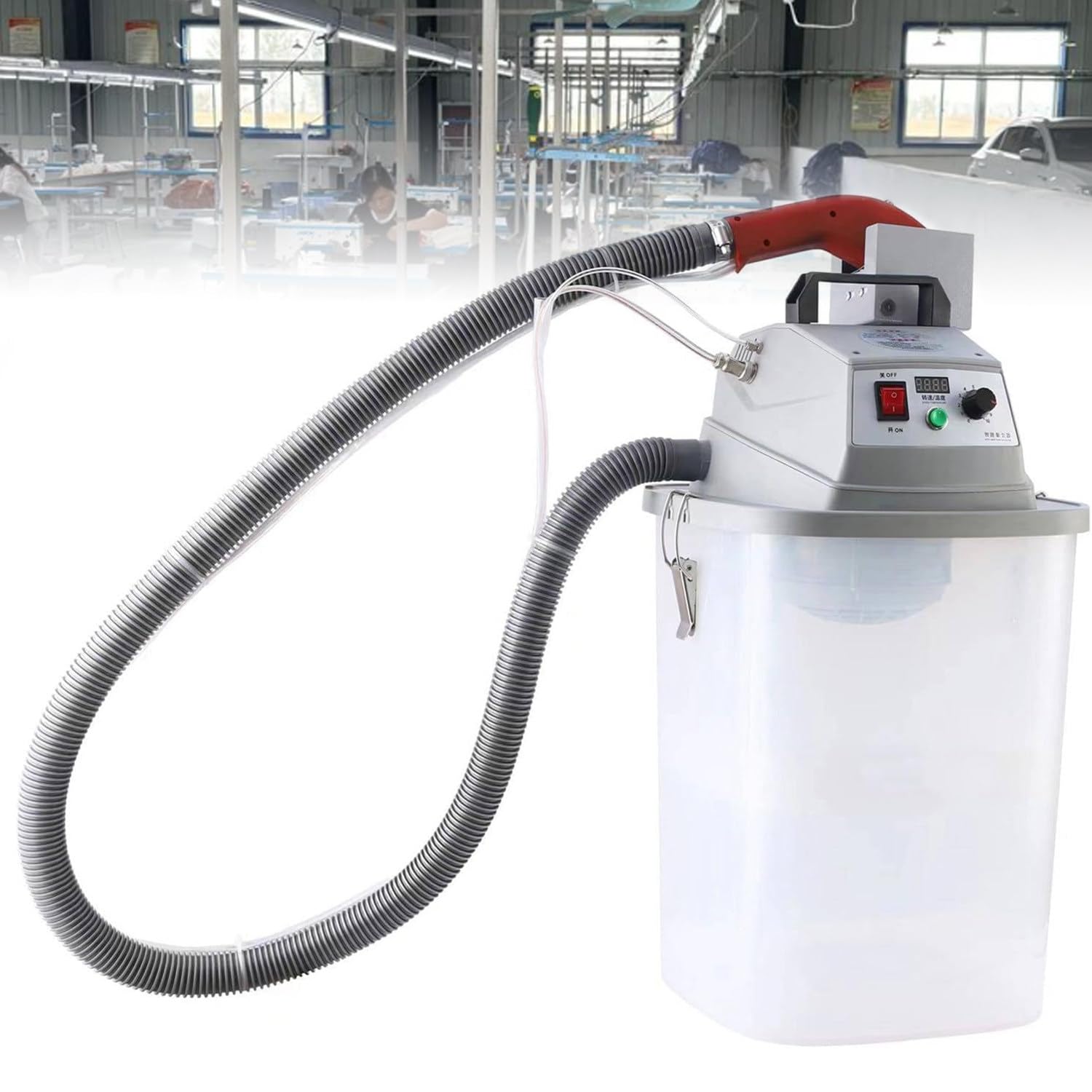 JXYQ Automatic Thread Cutter, Single Head Thread Trimming Machine with 30L Storage Bucket, Brushless Motor 28000 Rpm, Suction & Cutting for Clothing Fabrics Leather