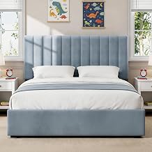 Welzona Full Size Upholstered Bed Frame with Headboard & 4 Drawers, Black