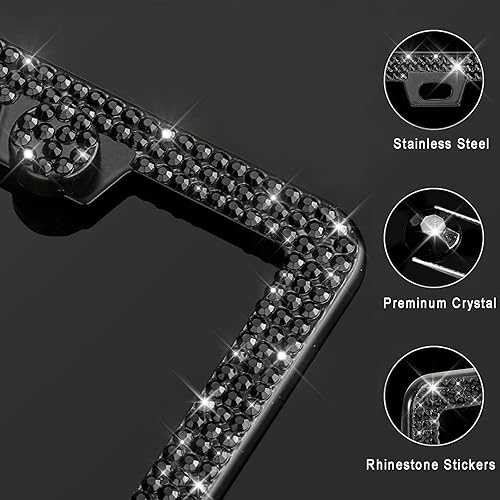 Miniatura 2 de Marco de matrícula con diamantes de imitación de color blanco, 2 unidades, marco de matrícula de automóvil, marco de matrícula brillante, marco de