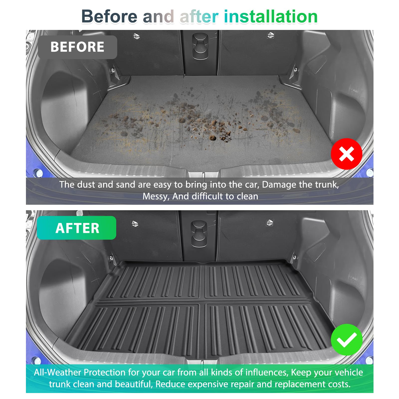 GAFAT Kompatibel mit Toyota Yaris Cross/Hybrid 2021-2026 2027 Kofferraummatte, Leicht zu Falten, Facelift Yaris Cross 2025 TPE Allwetter Kofferraumwanne, Original 3D-Scan Hohe Kante[Oberer Ladeboden]