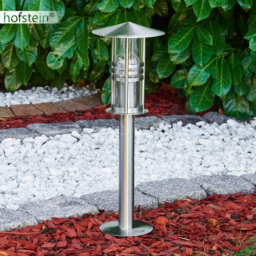 Forli Lampe d'extérieur moderne en acier inoxydable brossé et verre 50 cm Lampe de jardin avec douille E27 IP44 Sans ampoule