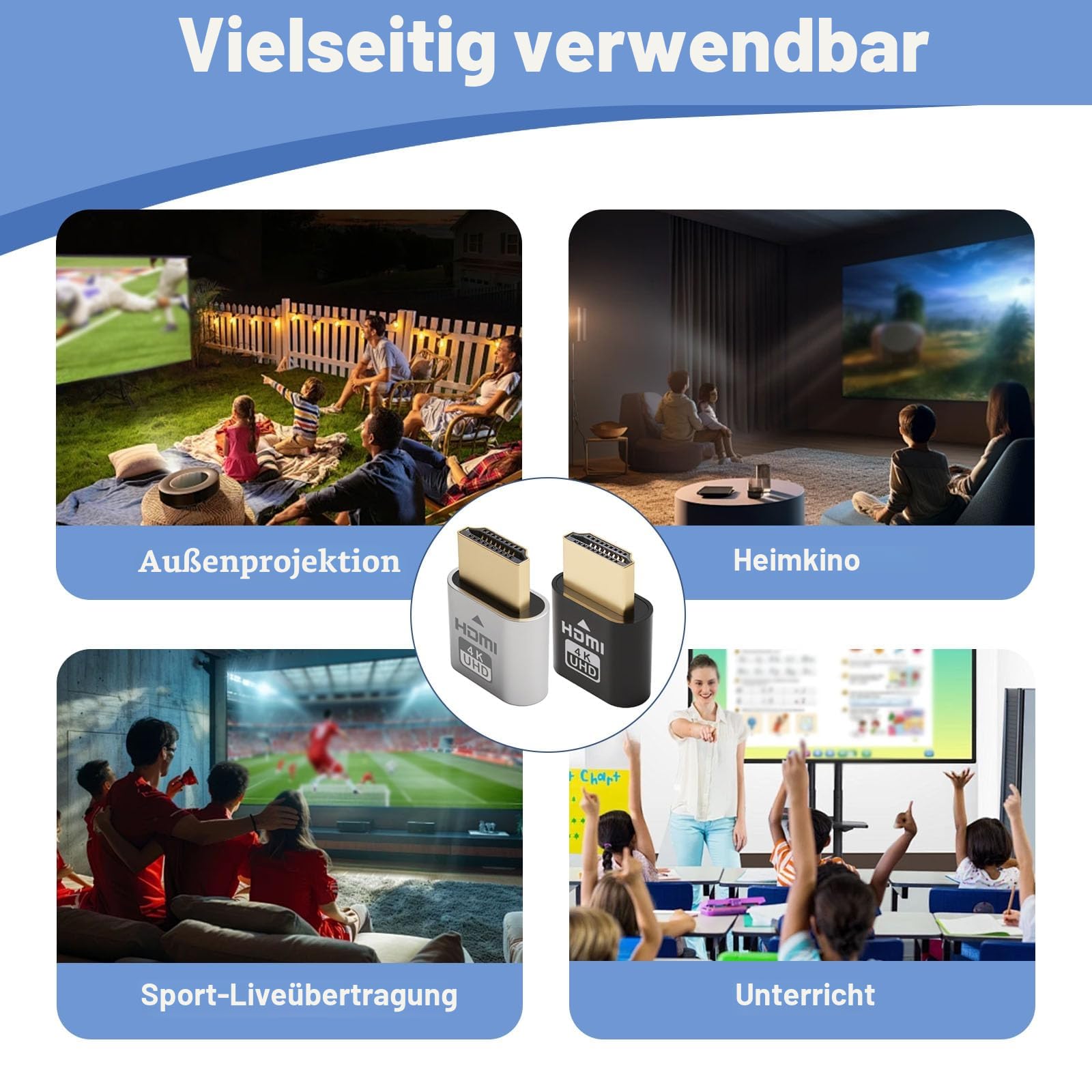 2er-Pack 4K kabelloser HDMI-Streaming-Adapter, Smart-TV-Streaming-Stick-Display-Adapter für mobiles Bildschirm-Spiegeln, Receiver für TV, PC, Mobilgeräte, einfach zu bedienender Smart-Media-Player